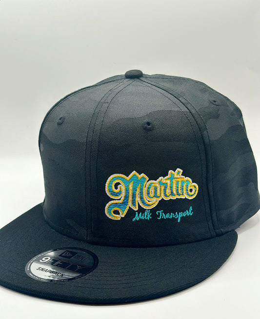 Black camouflage snapback hat